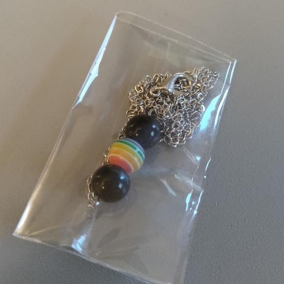 Andrew Christian Pride Element Necklace rainbow black bead on chain - Picture 4 of 5